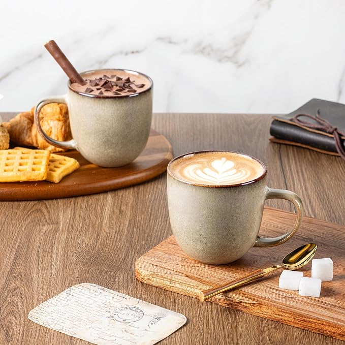 AmorArc 12oz Coffee Mugs, Ceramic Coffee Mugs set of 6 for Man, Woman, Dad, Mom, Modern Coffee Mugs with handle for Latte/Cappuccino/Milk/Cocoa. Dishwasher&Microwave Safe