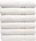Pleasant Home Bath Towels Set of 6 (24” x 50”) 100% Cotton, 515 GSM | Lightweight, Soft & Highly Absorbent Luxury Towels for Bathroom | for Gym, Pool & Spa | 6 Pack, White