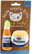 Haute Diggity Kitty Purrrona Beer Bottle & Ball Set, Plush Cat Toys Catnip Filled with Interactive Crackle Sound, Safe & Durable Toys for Cat & Kitten, 2 Pcs