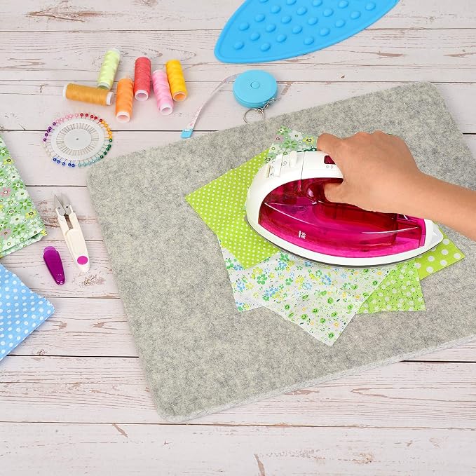 Wool Pressing Mat, 100% New Zealand Wool, 17" x 13.5" Ironing Mat | for Quilters and Sewing Enthusiasts, Complete Craft Kit with Essential Accessories for Quilting, Sewing & Fabric Projects