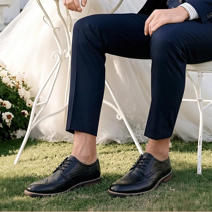 Mens Classic Cap Toe Dress Shoes Oxford for Office | Polished PU Outer Shell,Ventilated Comfortable Latex Insole. Formal Footwear Suited for Office Engagements ,Outings,Weddings