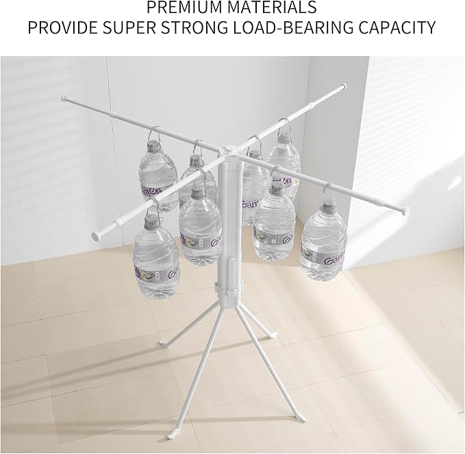 RFOUO Clothes Drying Rack Tripod Aluminum-4rods16 Clips,Portable Foldable Drying Rack,Space-Saving,Drying Rack Clothing for Laundry Bedroom Household RV Camping