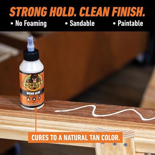 Gorilla Ultimate Waterproof Wood Glue, Natural Wood Color, 8 Ounce (Pack of 1) - Waterproof for Indoor or Outdoor Projects and Repairs