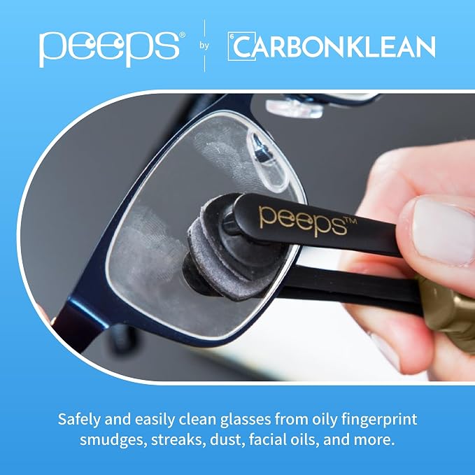 Peeps Glasses Cleaner - for Eyeglasses, Reading Glasses, and More - Lens Cleaner with Carbon Microfiber Tech-Soft Touch Red-3 Count (Pack of 1)