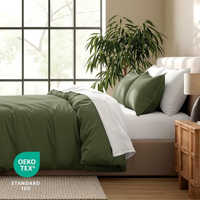 Bare Home Bedding Duvet Cover Extra Long Size - Premium 1800 Super Soft Collection - Lightweight, Cooling - Soft Breathable Bedding Duvet Cover (Twin/Twin XL, Cypress)