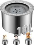 Heouvo 2.6 Gallon No Spill Dog Water Bowl with Slow Drink Floating Disk | Splash-Proof Lid + Stainless Steel Bowl/Rubber Bottom/Slobber Stopper Water Bowl for Large Sloppy Messy Drinkers Reduce Mess