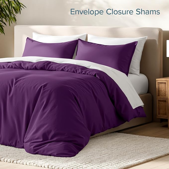 Bare Home Bedding Duvet Cover King Size - Premium 1800 Super Soft Collection - Lightweight, Cooling - Soft Breathable Bedding Duvet Cover (King, Plum)