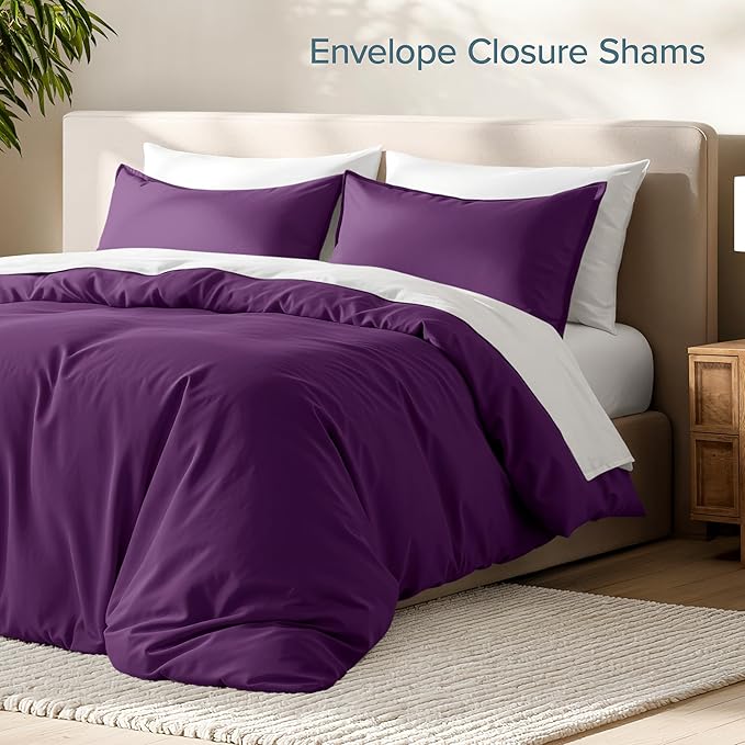 Bare Home Bedding Duvet Cover Extra Long Size - Premium 1800 Super Soft Collection - Lightweight, Cooling Duvet Cover - Soft Breathable Bedding (Twin/Twin XL, Plum)