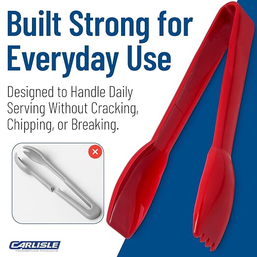 Carlisle FoodService Products 460605 Carly Salad Tong, 6" Salad Tong, Red, 1 Pack