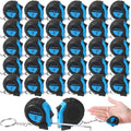 Xuhal 30 Pcs Mini Measuring Tape Keychains Small Measuring Tape Bulk Set 3ft Retractable Measurement with Pause Buttons for Engineer Crafter, Autowind and Lock (Blue)