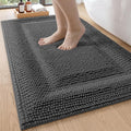DEXI Bath Mats for Bathroom 43x24, Non Slip Washable Bathroom Rug, Thick Soft Chenille Absorbent Bathmat for Shower Floor, Fluffy Shaggy Carpet for Tub, Grey