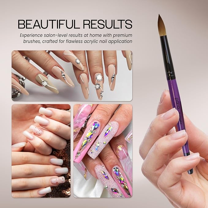 Professional Purple Wood Kolinsky Acrylic Nail Brush (Size: 6, 8, 10, 12, 14, 16, 18, 20, & 22) Pana Brand 100% Pure Kolinsky Hair (Size 14)