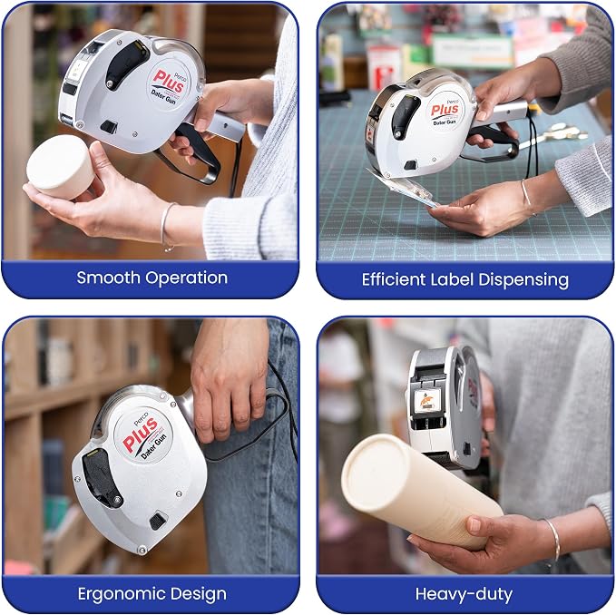 Perco Plus 1-Line Date Marking Gun with Labels Kit - Compares to Monarch 1131-01 Band Includes 1-Line 8-Character Band Date Labeler Gun, 9,000 Blank White Labels, a Label Scraper, and an Extra Inker