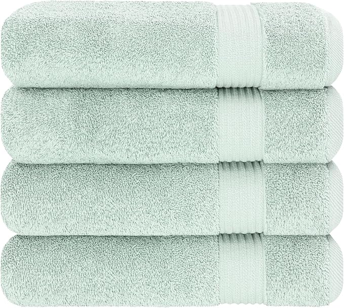 Cotton Paradise 100% Cotton Turkish Towel Set, Soft Absorbent Quick Dry, 4 Piece Bath Towel Set, Mint Green