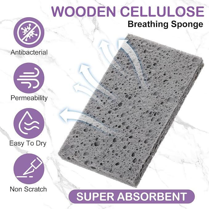 Zhengmy 504 Pieces Sponges Bulk Sponges Kitchen Compressed Sponge Natural Dish Sponge Compressed Wood Pulp Cleaning Without Scratching for Kitchen Bathroom, 3.9 x 2.4 x 0.12 Inch (Multicolor)