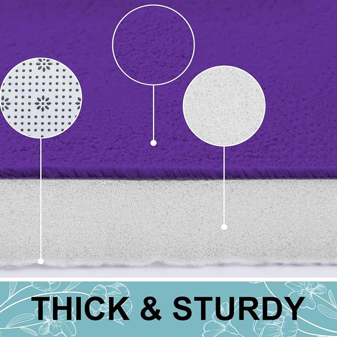 Smiry Memory Foam Toilet Rugs U-Shaped 24x20, Extra Soft Absorbent Non-Slip Contour Bathroom Rugs, Machine Washable Bath Mats for Toilet, Dark Purple
