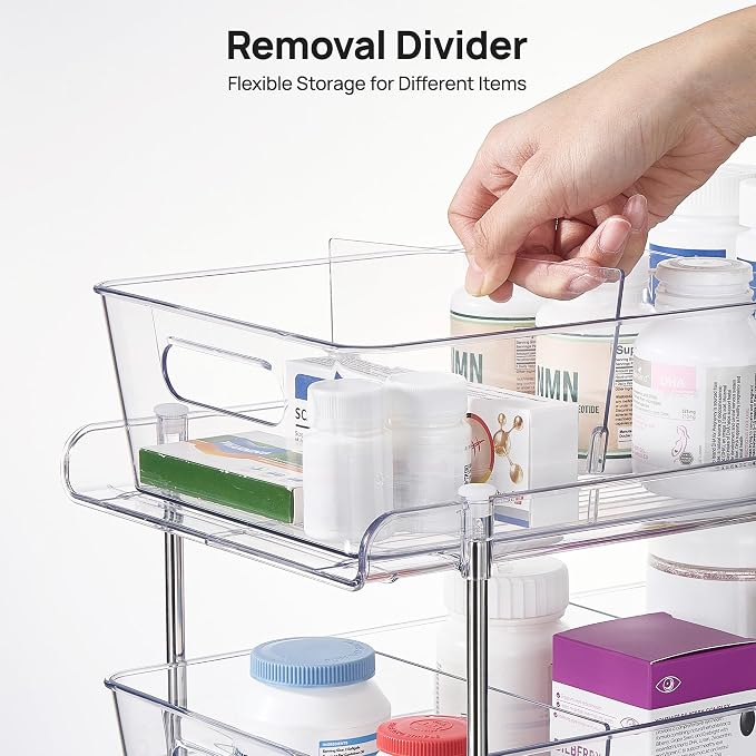 Vtopmart 2 Pack Larger Plastic Bathroom Under Sink Pull-Out Organizer (M-Standard)