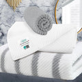 VOOVA & MOVAS Stripe 3PC Towel Set, 100% Cotton, Grey | 1 Stripe Large Bath 30x54 In,1 White Hand 18x28 In,1 Grey Washcloth 13x13 In, Quick Dry, Thick, Dorm Room Essentials