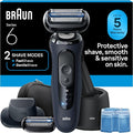 Braun Series 6 Electric Shaver for Men, Wet & Dry Foil Razor, 4-in-1 SmartCare Clean & Charge Center, Precision Trimmer Attachment, Replacement Shaver Head, Travel Case, Dark Blue 6177ps