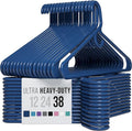 NEATERIZE Thick Heavy Duty Hangers - Navy Plastic Clothes Hangers 38 Pack - Great for Coat Hanger, Jackets Jeans & Suit Hanger for Closet - New Apartment Essentials Percheros Ganchos para Colgar Ropa