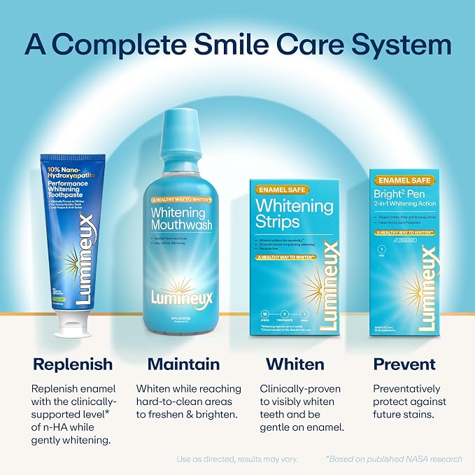 Lumineux Teeth Whitening Strips, Peroxide Free, 35 Treatments (6 Months) | Peroxide free, enamel safe, dentist formulated, clinically tested & proven, free from harsh ingredients, no sensitivity