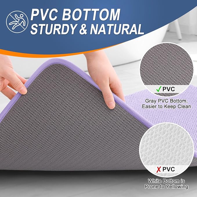 OLANLY Thick Memory Foam Bathroom Rugs 24x20, Absorbent Bath Mat, Lavender | Soft Quick Dry Bath Rugs Mats, Non-Slip, Machine Washable Carpet for Bathroom Floor, Tub and Shower, Home Decor Accessories