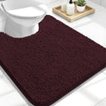 OLANLY Toilet Rugs U-Shaped 24x20, Extra Soft Absorbent Chenille Contour Bathroom Rugs for Toilet, Dry Quickly, Machine Washable, Non-Slip Bath Mat, Black Cherry