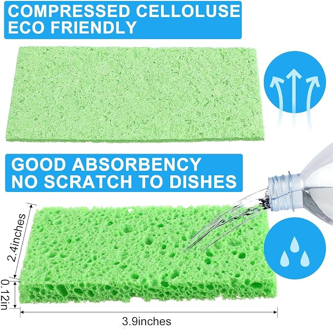 Zhengmy 200 Pieces Sponges Bulk Sponges Kitchen Compressed Sponge Natural Dish Sponge Compressed Wood Pulp Cleaning Without Scratching for Kitchen Bathroom, 3.9 x 2.4 x 0.12 Inch (Multicolor)