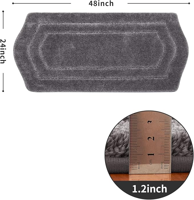 COSY HOMEER Extra Thick Bath Linen Sets Rugs for Bathroom - Anti-Slip Bath Mats Soft Plush 100% Strong Polyester Living Room Bedroom Water Absorbent(Grey,24x48 - Inches)