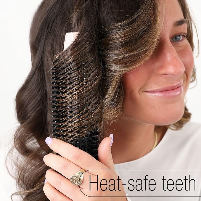 CALISTA Perfecter Pro Heated Round Brush, Lift, Volumize, and Style with No Heat Damage for Healthier Looking Hair, .75" For Short & Curly Styles, Dual Voltage & Adjustable Temp, Rose Gold