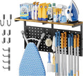 Ironing Board Hanger Wall Mount, Large Storage Iron and Ironing Board Holder, Laundry Room Storage Shelves with Ironing Board Broom Mop Holder, Laundry Accessories Organization and Storage Organizer