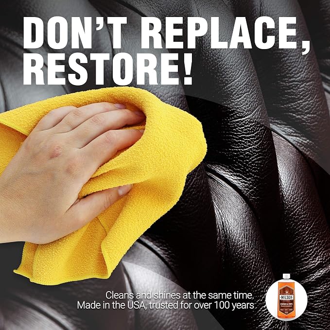 Milsek Leather & Vinyl Cleaner & Conditioner - Cleaning Supplies for Leather Home Furnitures, Couch, Automotive Interior, Shoes, Bags - 12 Fl Oz (Pack of 6) | Six-pack cleaner and conditioner helps clean, moisturize, and protect leather and vinyl surfa...