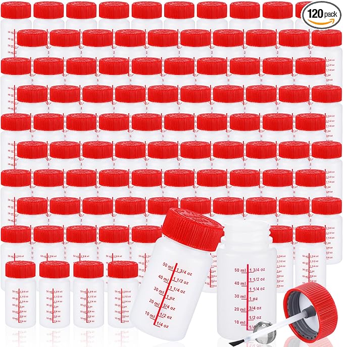 Mumufy 120 Pcs Touch up Paint Bottles with Brush and Lid Empty Touch up Bottle with Mixing Balls 2 oz Fluid Capacity Leftover Paint Container for Car Scratches Repair (Red)