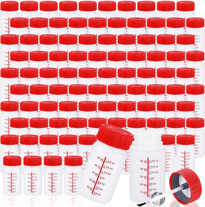 Mumufy 180 Pcs Touch up Paint Bottles with Brush and Lid Empty Touch up Bottle with Mixing Balls 2 oz Fluid Capacity Leftover Paint Container for Car Scratches Repair (Red)