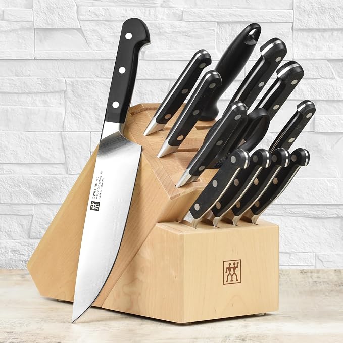 ZWILLING Pro 14-piece Knife Set - Made in Germany - Birchwood Block