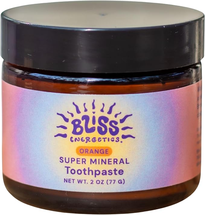 Bliss Energetics Fluoride Free Remineralizing Herbal Toothpaste - Hydroxyapatite, Coconut Oil, Castor Oil, Shilajit and Turmeric - 2oz Orange Essential Oil - Non-Abrasive Enamel Strengthening