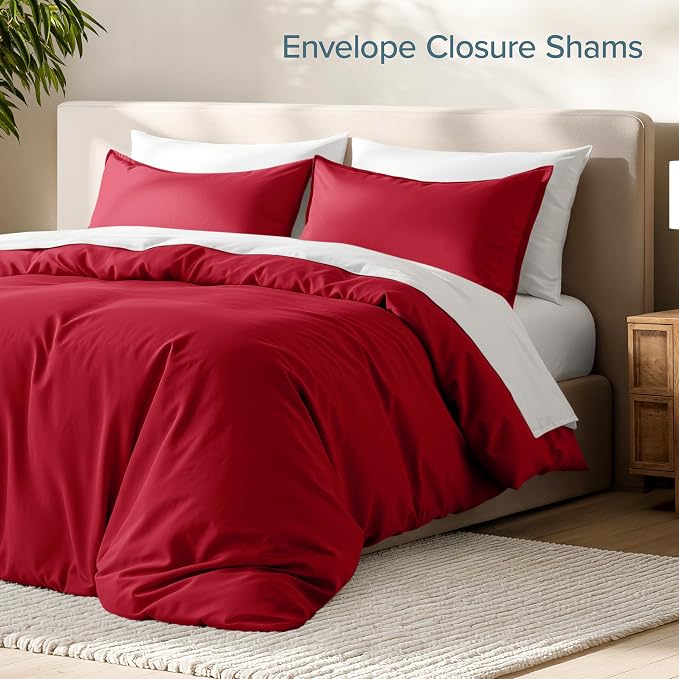 Bare Home Bedding Duvet Cover Full Size - Premium 1800 Super Soft Collection - Lightweight, Cooling Duvet Cover - Soft Breathable Bedding (Full, Red)