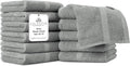 Villa Celestia Cotton Washcloths Set of 12, 12x12 Inch, 100% Ring-Spun Combed Cotton, Soft Absorbent Quick-Dry Wash Cloths for Face and Body, Oeko-TEX Certified, Hotel & Spa Quality, Grey