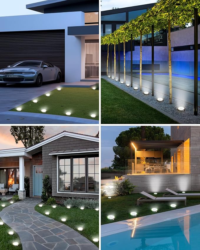 Btfarm 10 Pack Solar Lights Outdoor Waterproof, 8 LED Solar Ground Lights