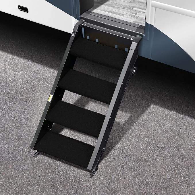 Prest-O-Fit 2-0536 Trailhead Step Rug 23.5 In. W (4 Pc Set) Fits MORryde StepAbove 4 Step - Obsidian Black | Fits MORryde StepAbove 4-step entries, bristle texture brushes dirt from shoes, UV-protected, hose off to clean