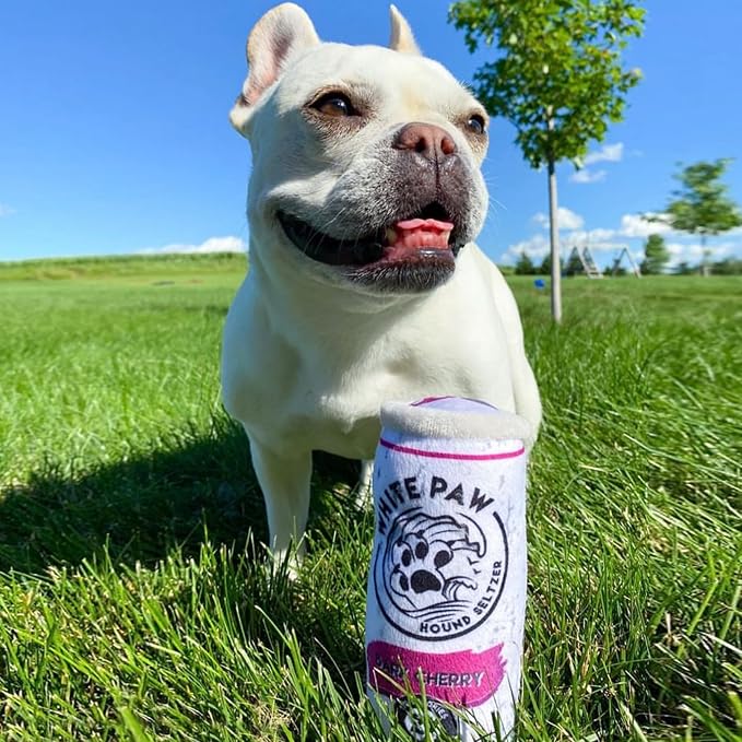 Haute Diggity Dog White Paw Bark Cherry, Plush Designer Dog Toys with Interactive Squeaker, Stimulating Pet Enrichment, Machine-Washable & Safe Materials for All Breeds, One Size