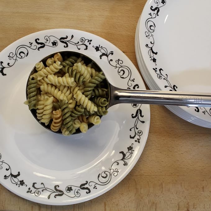 8 oz Slotted Stainless Steel Portion Control Ladle Spoon | Commercial-Grade Spoodle for Portioning & Draining - Pasta, Veggies & Buffet Service. Color-Coded by Size. Dishwasher Safe.