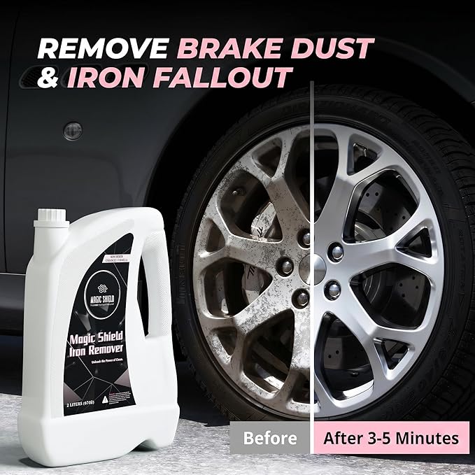 Magic Shield Iron Remover Spray for Cars 16oz - pH-Neutral Iron and Fallout Remover for Car, Motorcycle, RV & Boat | 5-Minute Reaction, Effective on Wheels & Paint | All-In-One Solution