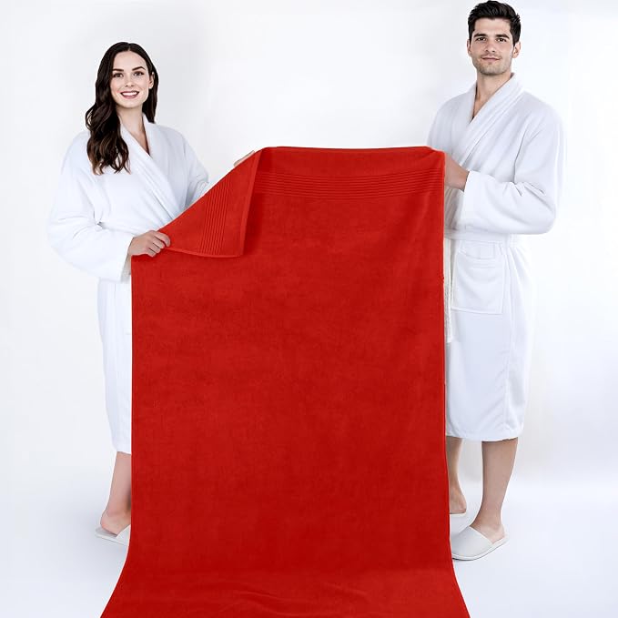 Cotton Paradise 100% Cotton Turkish Towel Set, Soft Absorbent Quick Dry, 2 Piece 35x70 Bath Sheet Set, Red