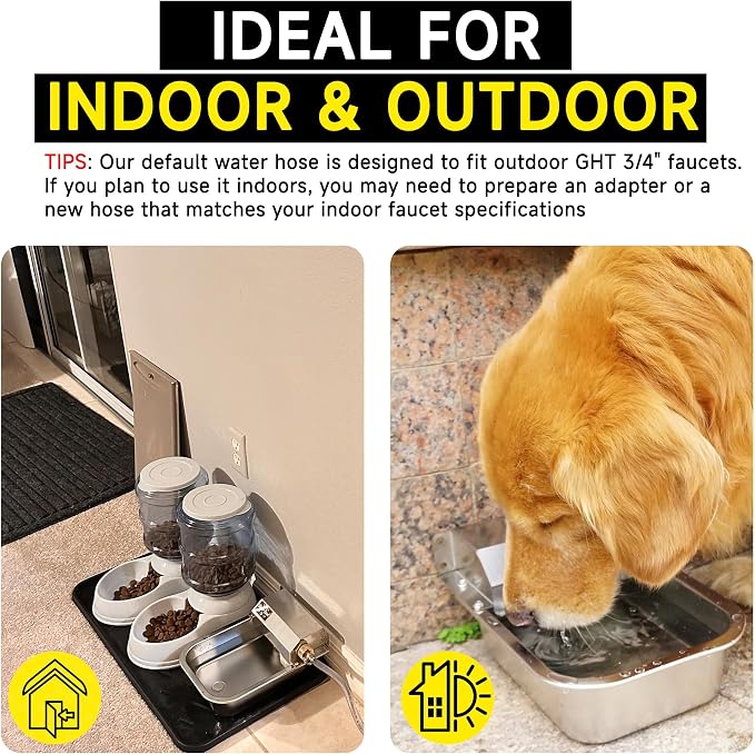 PETIMI Automatic Water Dispenser for Dogs, 101oz Outdoor Dog Water Bowl, 304 Stainless Steel Water Feeder for Small to Large Pets, Large Livestock Waterer, Anti-Tipping, Water Auto-Fill, Easy to Clean