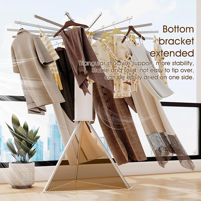 BOQORAD Tripod Clothes Drying Rack,Drying Rack Clothing Foldable,(16 Aluminium Poles),Standing Dry Racks,Laundry Drying Rack,Clothes Hanger Rack,Laundry Rack Folding,Collapsible,Retractable