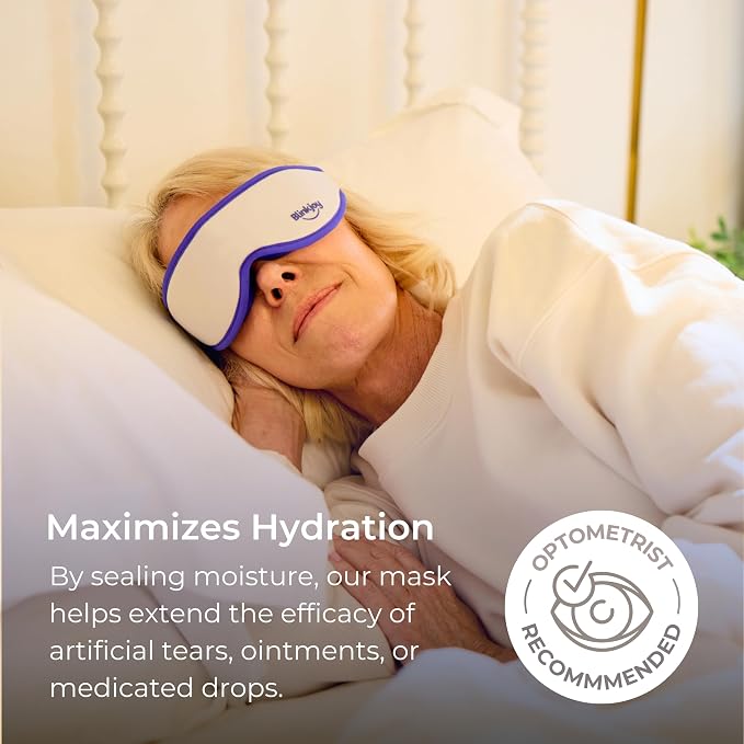 Blinkjoy Hydrating Sleep Mask for Dry Eye Relief – Moisture-Sealing Blackout Eye Mask Protects from Dust & Drafts, Preserves Eye Drops & Ointment, Lightweight (2nd Gen)