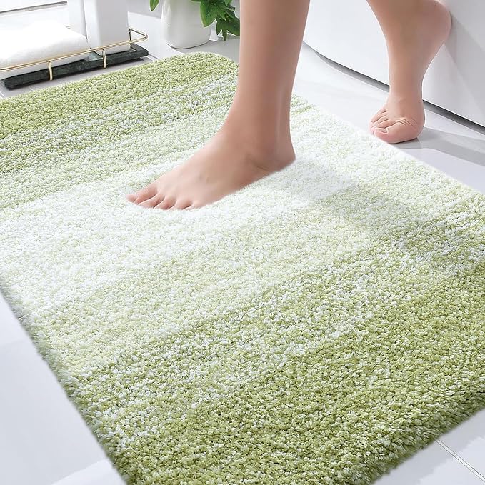 OLANLY Bathroom Rugs Mat 36x24, Extra Soft Absorbent Microfiber Bath Rugs, Rubber Backing, Quick Dry, Machine Washable Bath Mats for Bathroom, Tub and Shower, Home Decor Accessories, Mustard Yellow