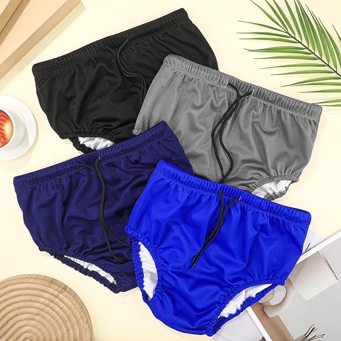 Cutecrop 4 Pcs Reusable Adult Swim Diapers Washable Cloth Diapers Leakproof Special Needs Swimwear for Incontinence Swimmers