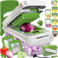 MUELLER HOME Pro-Series 10-in-1, 8 Blade Vegetable Chopper, Onion Mincer, Cutter, Dicer, Egg Slicer with Container, French Fry Cutter Potato Slicer, Home Essentials, Salad Chopper White Sand/Green